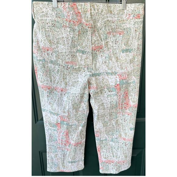 NYDJ Marilyn Straight Cropped Jean Sz 16 "Paisley Impressions" Lift Tuck Summer - Picture 5 of 8